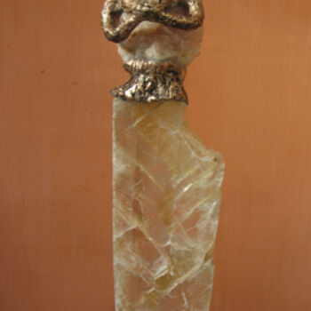 Sculpture titled "Femme debout au mir…" by Elisabeth Brainos, Original Artwork, Bronze