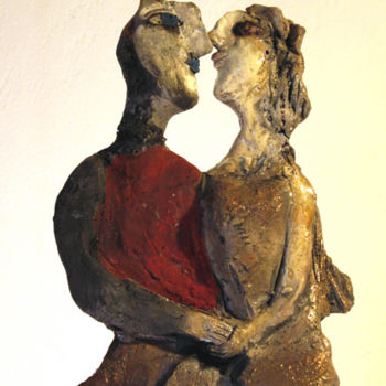 Sculpture titled "couple dansant 2( d…" by Elisabeth Brainos, Original Artwork, Terra cotta