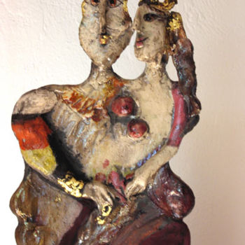 Sculpture intitulée "l'homme aux levres…" par Elisabeth Brainos, Œuvre d'art originale, Terre cuite