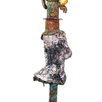 Скульптура под названием "Déesse au coeur sac…" - Elisabeth Brainos, Подлинное произведение искусства, Бронза