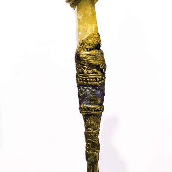 Sculptuur getiteld "Femme au chat" door Elisabeth Brainos, Origineel Kunstwerk, Bronzen