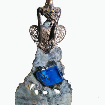 Sculpture intitulée "Un bout de ciel ble…" par Elisabeth Brainos, Œuvre d'art originale, Bronze
