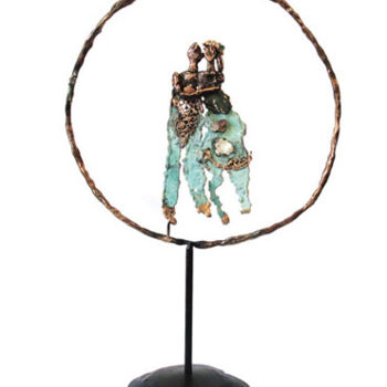 Sculpture titled "Couple dans le cerc…" by Elisabeth Brainos, Original Artwork, Bronze