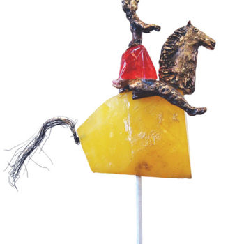 Escultura titulada "Cavalière à la mont…" por Elisabeth Brainos, Obra de arte original, Bronce