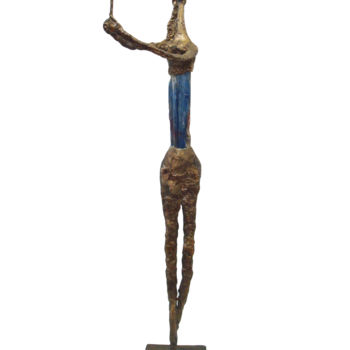 Escultura titulada "Elégante au miroir" por Elisabeth Brainos, Obra de arte original, Bronce