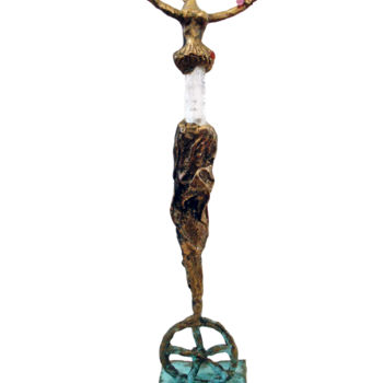 Sculpture intitulée "Equilibriste à la f…" par Elisabeth Brainos, Œuvre d'art originale, Bronze
