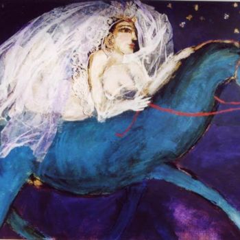 Painting titled "la mariee au cheval…" by Elisabeth Brainos, Original Artwork