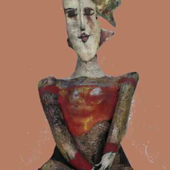 Malerei mit dem Titel "femme a la coiffe p…" von Elisabeth Brainos, Original-Kunstwerk