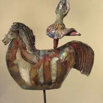 Sculpture intitulée "ecuyere danseuse 2" par Elisabeth Brainos, Œuvre d'art originale, Terre cuite