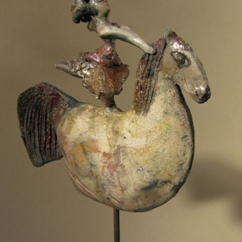 Escultura titulada "trop mimi l'ecuyere" por Elisabeth Brainos, Obra de arte original, Terracota