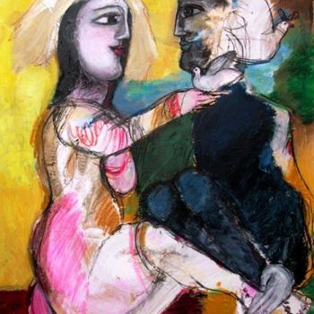 Painting titled "le couple de la paix" by Elisabeth Brainos, Original Artwork