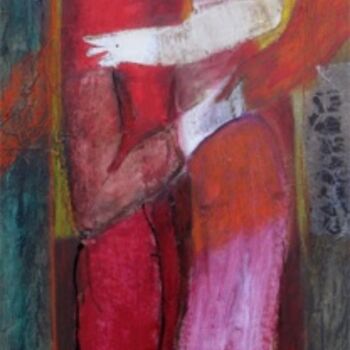 Painting titled "couple au foulard" by Elisabeth Brainos, Original Artwork, Acrylic