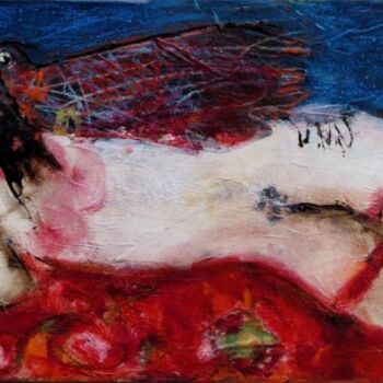 Pintura titulada "nu à l'oiseau 2" por Elisabeth Brainos, Obra de arte original, Acrílico