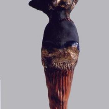 Sculpture titled "raku n° 2" by Elisabeth Brainos, Original Artwork, Terra cotta