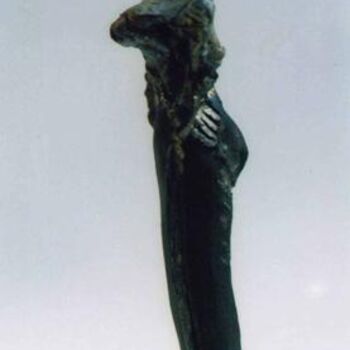Sculpture intitulée "profil  raku n°5" par Elisabeth Brainos, Œuvre d'art originale, Terre cuite