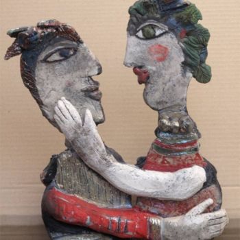 Sculpture titled "couple1side2" by Elisabeth Brainos, Original Artwork, Terra cotta