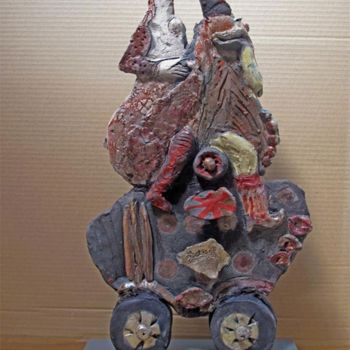 Escultura intitulada "couple3-side1" por Elisabeth Brainos, Obras de arte originais, Terracota