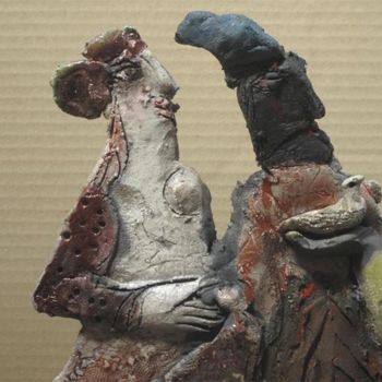 Rzeźba zatytułowany „couple3 side1 detail” autorstwa Elisabeth Brainos, Oryginalna praca, Terakota