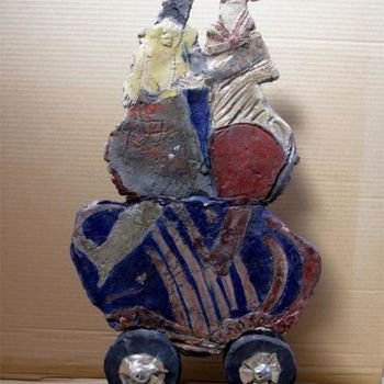 Sculpture titled "couple3 side2" by Elisabeth Brainos, Original Artwork, Terra cotta