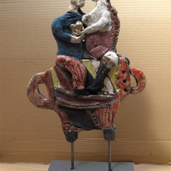 Sculpture titled "couple6-side2" by Elisabeth Brainos, Original Artwork, Terra cotta