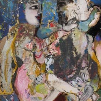 Arte digitale intitolato "couple aux colombes" da Elisabeth Brainos, Opera d'arte originale