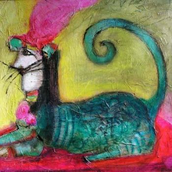 Peinture intitulée "chat sphinx" par Elisabeth Brainos, Œuvre d'art originale