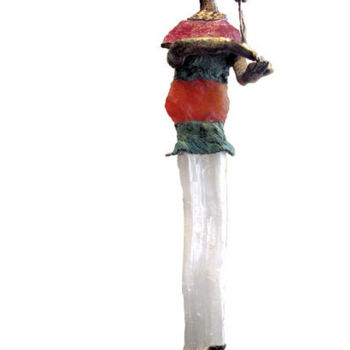 Escultura intitulada "Jeune femme à l'ois…" por Elisabeth Brainos, Obras de arte originais, Bronze