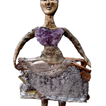 Escultura intitulada "Ménine à la robe al…" por Elisabeth Brainos, Obras de arte originais, Bronze