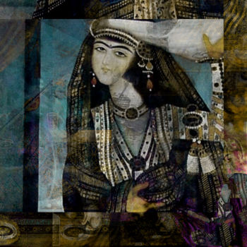 Arts numériques intitulée "jeune fille au voil…" par Elisabeth Brainos, Œuvre d'art originale, Photo montage