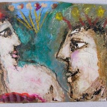 Schilderij getiteld "couple 2" door Elisabeth Brainos, Origineel Kunstwerk, Olie