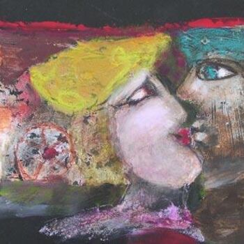 Картина под названием "couple 3" - Elisabeth Brainos, Подлинное произведение искусства, Масло