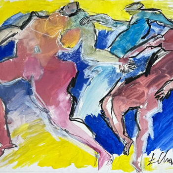 Peinture intitulée ""Main dans la main "" par Elisabeth Chabin, Œuvre d'art originale, Gouache