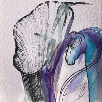 "Le cheval bleu" başlıklı Tablo Elisabeth Constantin tarafından, Orijinal sanat, Akrilik