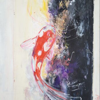 Pittura intitolato "Le poisson porte bo…" da Elisabeth Constantin, Opera d'arte originale, Acrilico