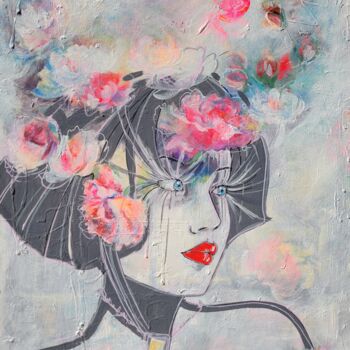 Painting titled "L'étoile fleurale" by Elisabeth Constantin, Original Artwork, Acrylic