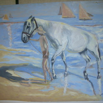 Painting titled "menino e cavalo no…" by Ecellos, Original Artwork, Other