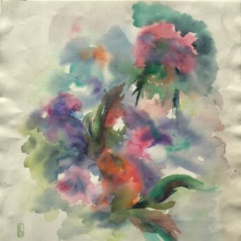 Pintura titulada "Fleurs vénéneuses" por Elisabeth Fabre Derulliere, Obra de arte original, Acuarela