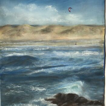 Ζωγραφική με τίτλο "Kite surf" από Elisabeth Fabre Derulliere, Αυθεντικά έργα τέχνης, Παστέλ