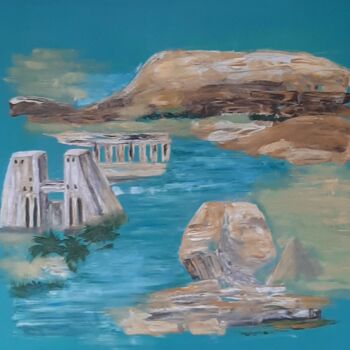 Peinture intitulée "Terre du Nil Egypti…" par Elisabeth Fabre Derulliere, Œuvre d'art originale, Acrylique