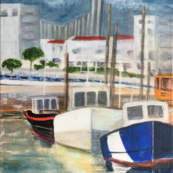 Pintura intitulada "Le port de Royan ab…" por Elisabeth Fabre Derulliere, Obras de arte originais, Acrílico