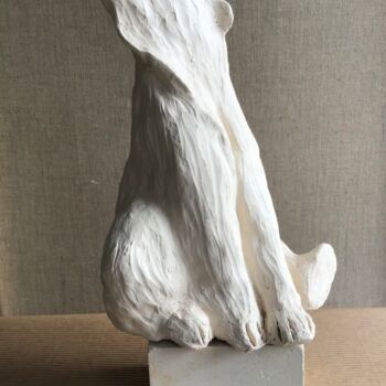 Sculptuur getiteld "L'ours Taïko" door Elisabeth Fabre Derulliere, Origineel Kunstwerk, Terra cotta