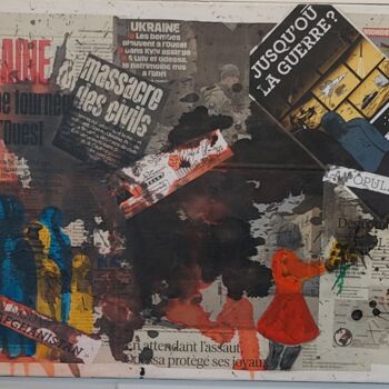 Collages titled "L'audace des héros" by Elisabeth Fabre Derulliere, Original Artwork, Acrylic