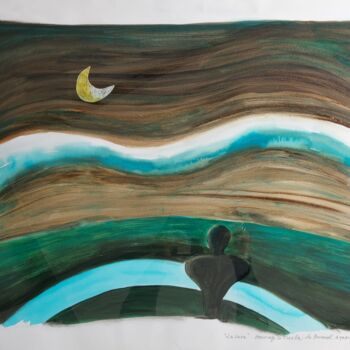"A lua. La lune, hom…" başlıklı Tablo Elisabeth Fabre Derulliere tarafından, Orijinal sanat, Suluboya Karton üzerine monte e…