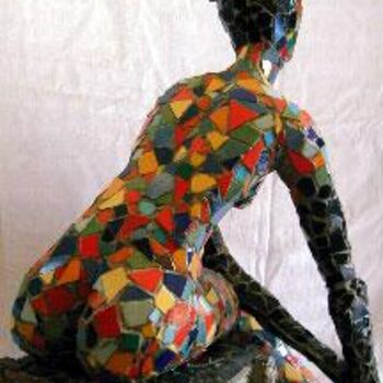 Escultura intitulada "La Sirène mosaïque…" por Elisabeth Faucheur, Obras de arte originais, Cerâmica