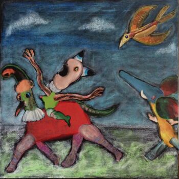 Painting titled "« Hot bird »" by Elisabeth Faucheur, Original Artwork, Acrylic