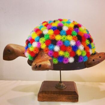 Sculpture titled "“Tortue des champs”" by Elisabeth Faucheur, Original Artwork, Wood