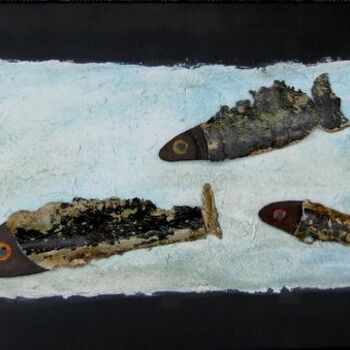 「"Les trois sardines"」というタイトルの彫刻 Elisabeth Faucheurによって, オリジナルのアートワーク