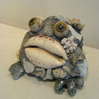 Sculpture titled ""Crapaud corail"" by Elisabeth Faucheur, Original Artwork, Other