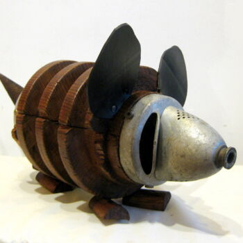 Sculptuur getiteld ""Corgi Beth"" door Elisabeth Faucheur, Origineel Kunstwerk, Hout