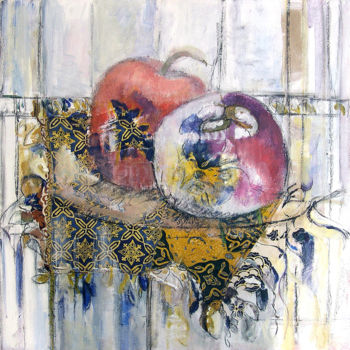 Painting titled "pomme-tissus-1.jpg" by Elisabeth Girard, Original Artwork